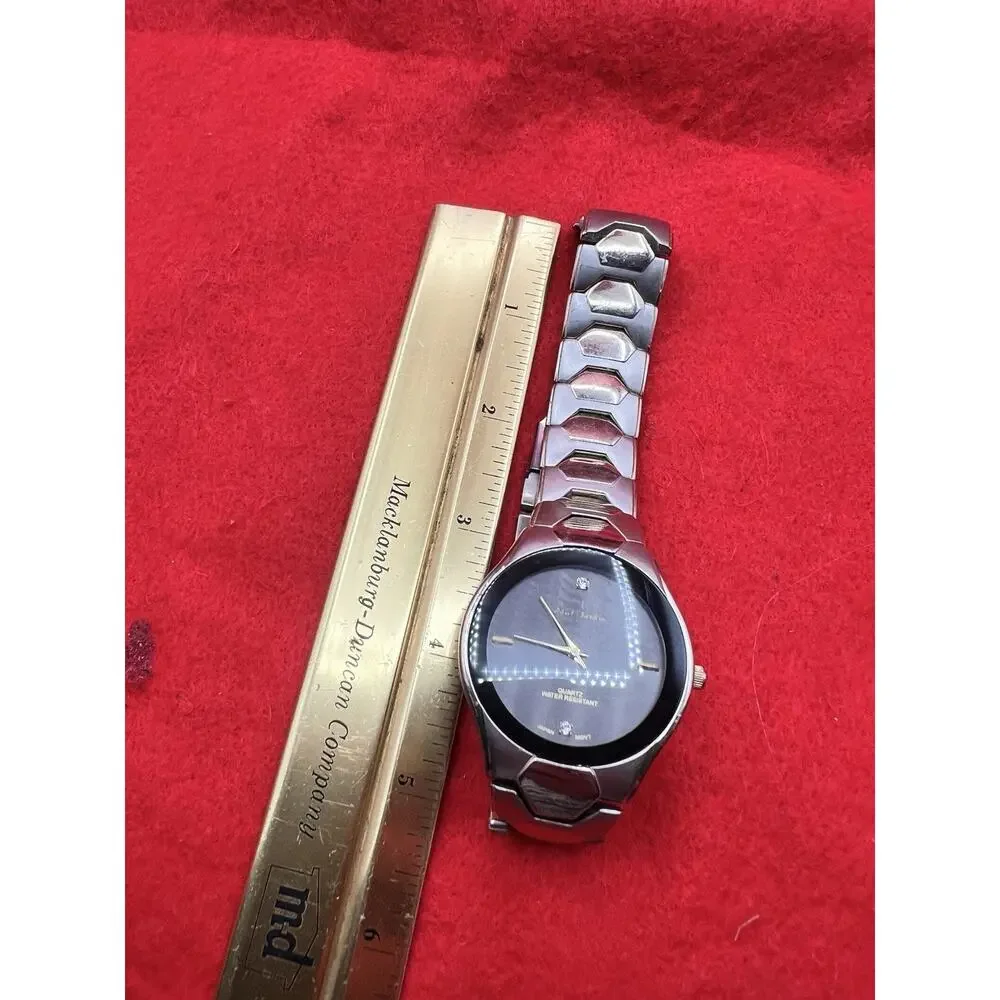 Paul Jardin Dress Quartz Watch Black Dial Silver Metal Bracelet 22mm New Battery